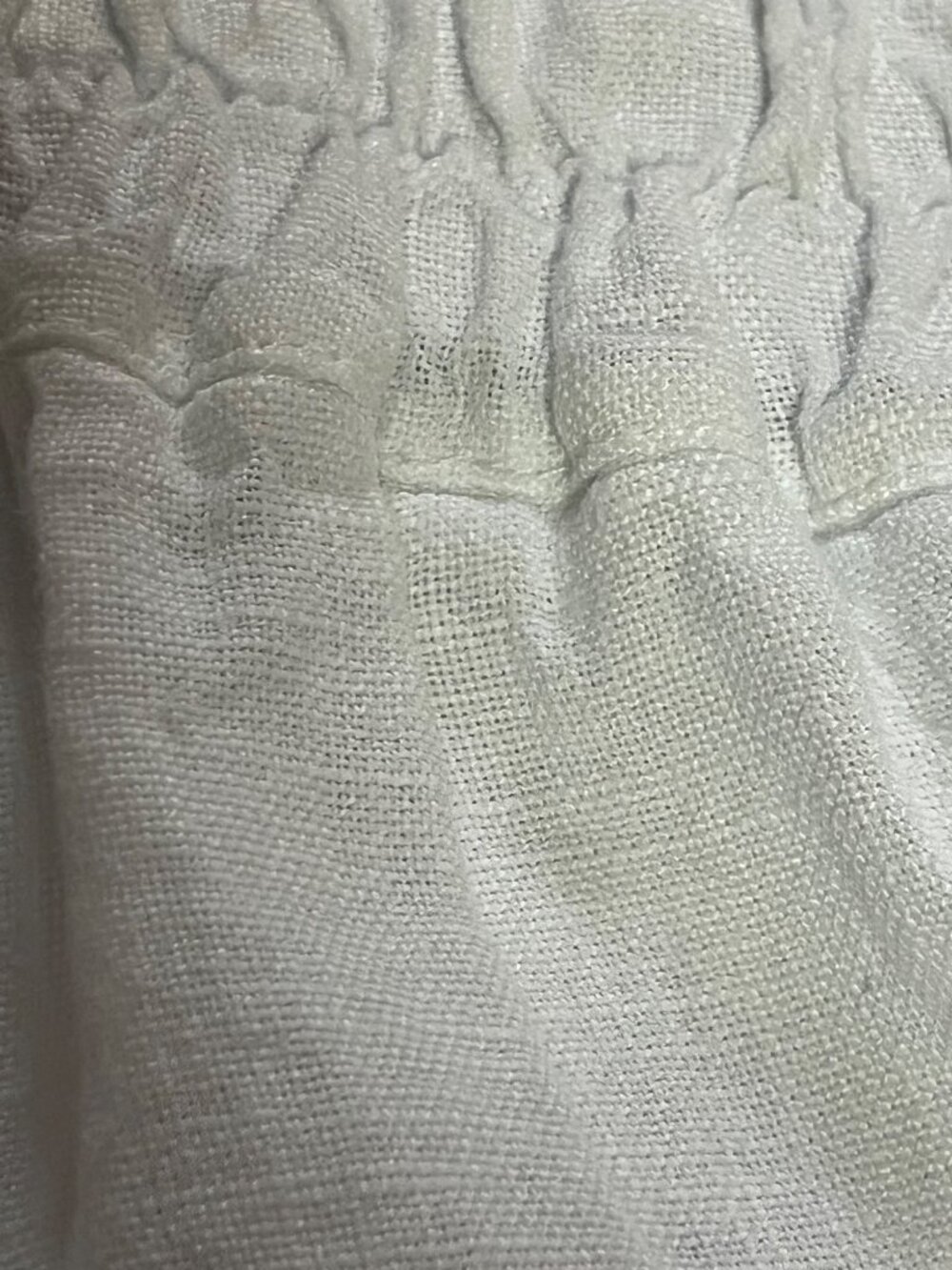 White Cargo Linen Pants With Pockets Elastic Waist Stretch Size L - Picture 6 of 6